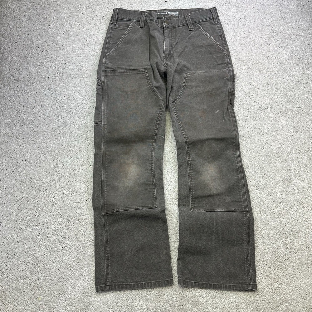 Carhartt Rugged Flex Double Knee Pants Mens 30x29Gray Distressed